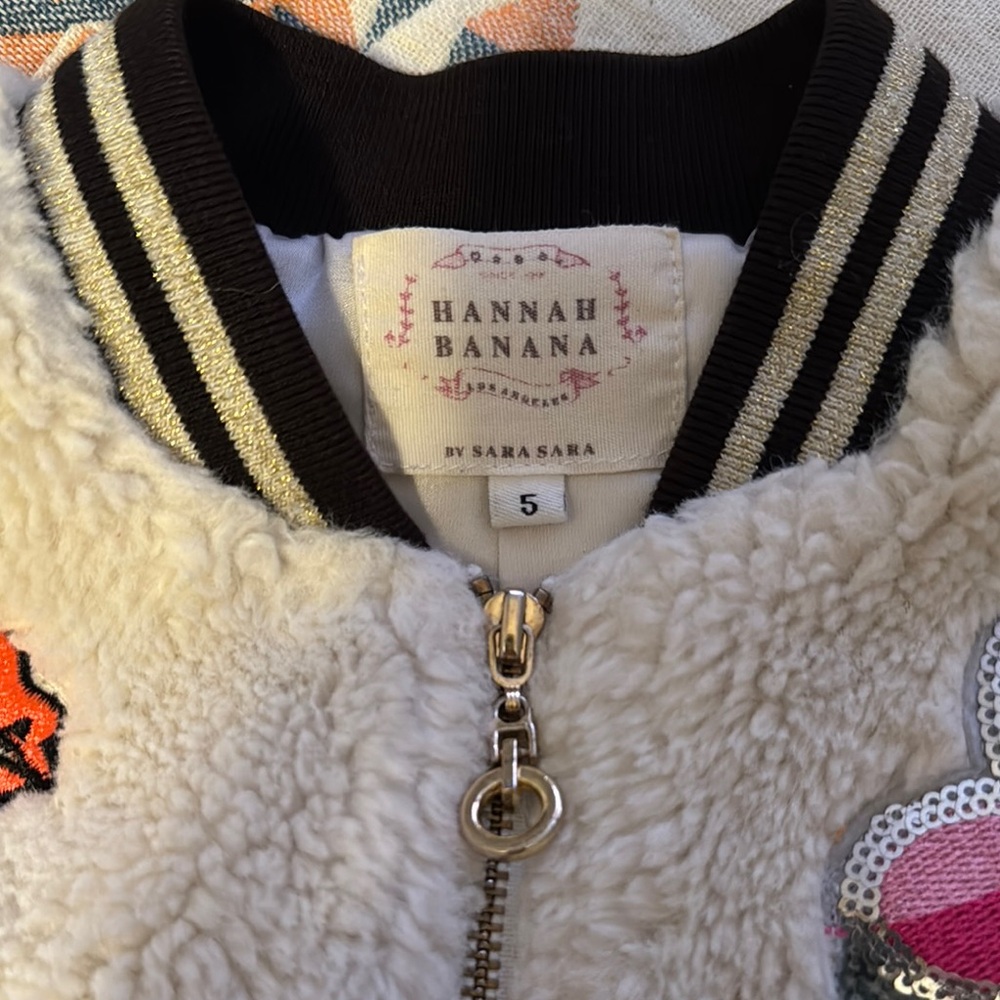 Kids White Fleece Jacket with Patches - Picture 2 of 4